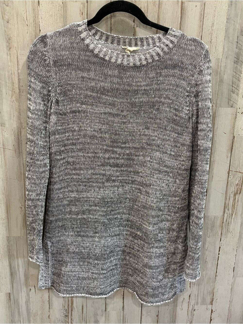 Eileen Fisher 100% Organic Linen Knit Lightweight Sweater Gray Size XXS